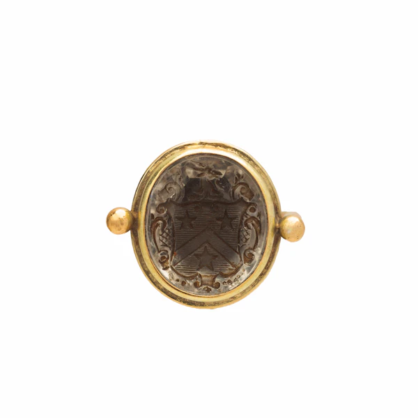 Antique Rock Crystal Intaglio Crest Ring - image 1