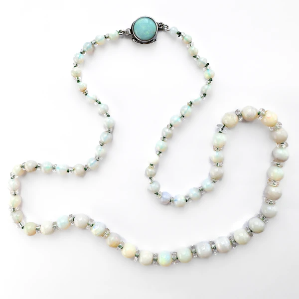 Edwardian Opal Beaded Necklace 17.5 inches - Saddingtons Jewellery Stand 375 - image 3