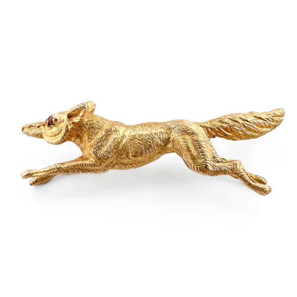 Vintage 1991 Running Fox Brooch With Ruby Eyes - Saddingtons Jewellery Stand 375 - image 1