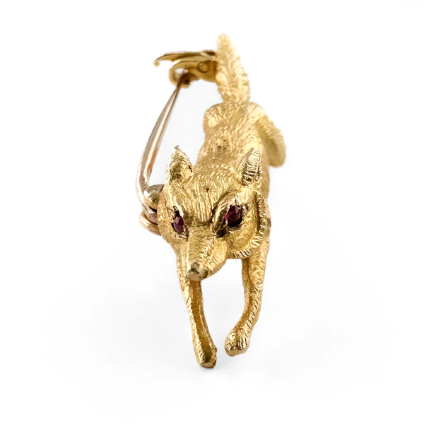 Vintage 1991 Running Fox Brooch With Ruby Eyes - Saddingtons Jewellery Stand 375 - image 2