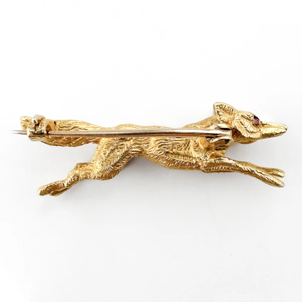 Vintage 1991 Running Fox Brooch With Ruby Eyes - Saddingtons Jewellery Stand 375 - image 3