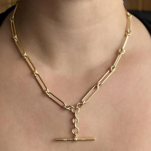 1923 18″ Gold Trombone Link Albert Chain - Saddingtons Jewellery Stand 375 - image 1