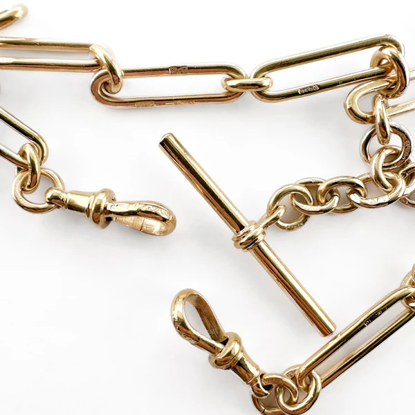 1923 18″ Gold Trombone Link Albert Chain - Saddingtons Jewellery Stand 375 - image 3