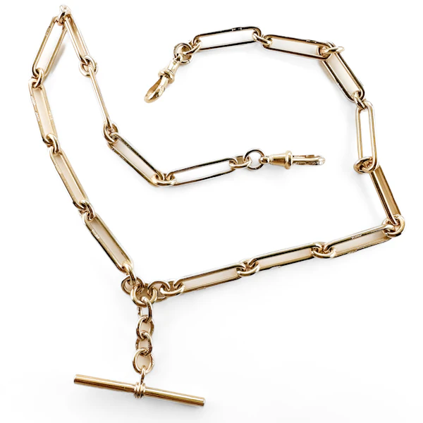 1923 18″ Gold Trombone Link Albert Chain - Saddingtons Jewellery Stand 375 - image 2