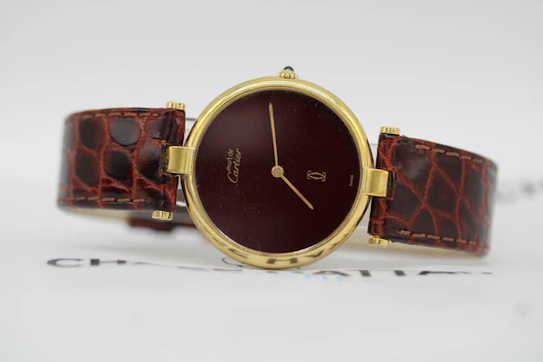 Cartier Must de Cartier Ronde Vendome Vermeil 1990s Red Dial - image 3