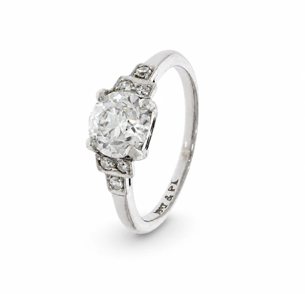 Art Deco 1.25ct Old European Cut Diamond Engagement Ring - image 1
