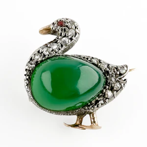 Edwardian Multi-Gem Duck Brooch - Saddingtons Jewellery Stand 375