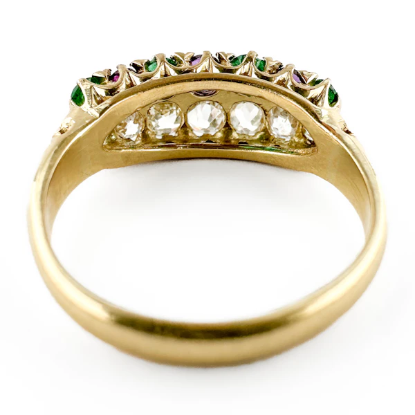 1929 Suffragette Diamond, Emerald & Amethyst Half Hoop Ring - Saddingtons Jewellery Stand 375 - image 4