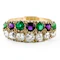 1929 Suffragette Diamond, Emerald & Amethyst Half Hoop Ring - Saddingtons Jewellery Stand 375 - image 2