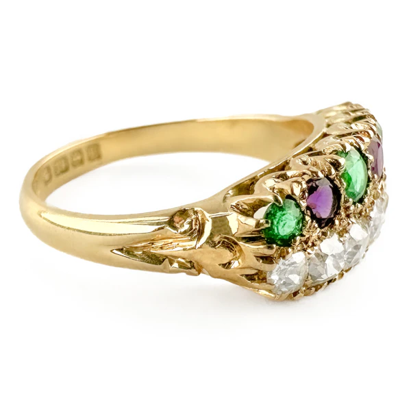 1929 Suffragette Diamond, Emerald & Amethyst Half Hoop Ring - Saddingtons Jewellery Stand 375 - image 3