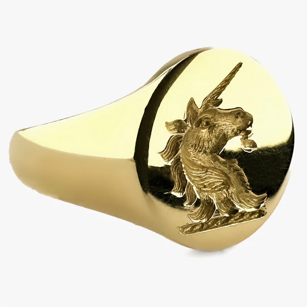 Vintage Unicorn Intaglio Signet Ring with Wax Seal Impression - Saddingtons Jewellery Stand 375 - image 1