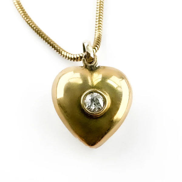 Diamond Set Gold Heart Pendant - Saddingtons Jewellery Stand 375 - image 3
