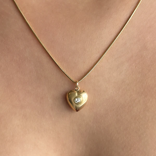 Diamond Set Gold Heart Pendant - Saddingtons Jewellery Stand 375 - image 1
