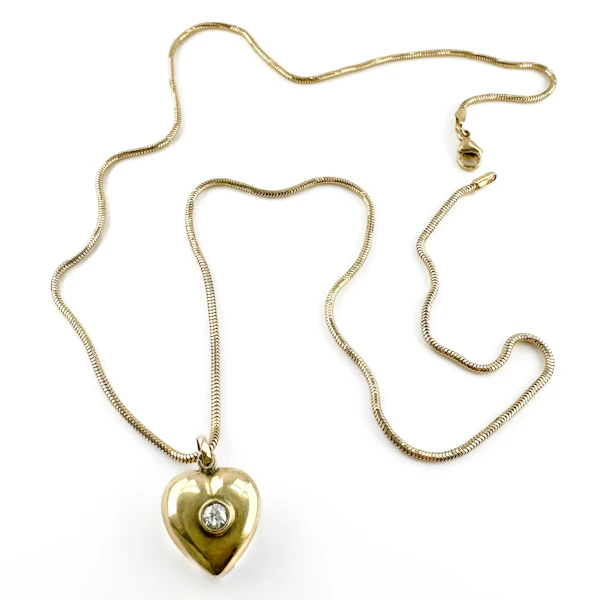 Diamond Set Gold Heart Pendant - Saddingtons Jewellery Stand 375 - image 2