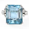 Vintage Emerald-Cut Aquamarine and Diamond Ring - Saddingtons Jewellery Stand 375 - image 4