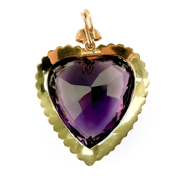 Victorian Amethyst & Seed Pearl Heart Pendant - Saddingtons Jewellery Stand 375 - image 4