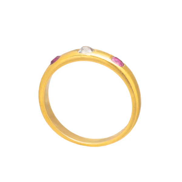 Victorian 18ct Gold Ruby & Diamond Band Ring - image 2