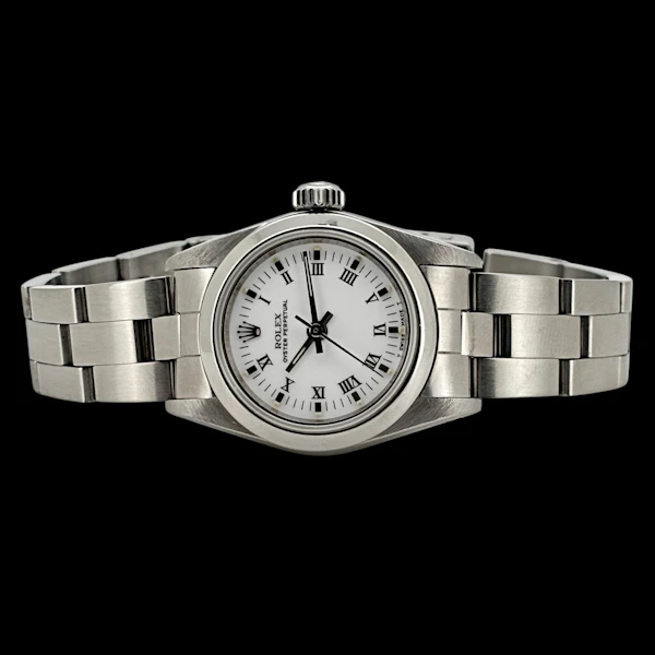 ROELX OYSTER PERPETUAL 26 LADY WHITE ROMAN INDEX DIAL STAINLESS STEEL OYSTER FULL SET 1989 - image 4