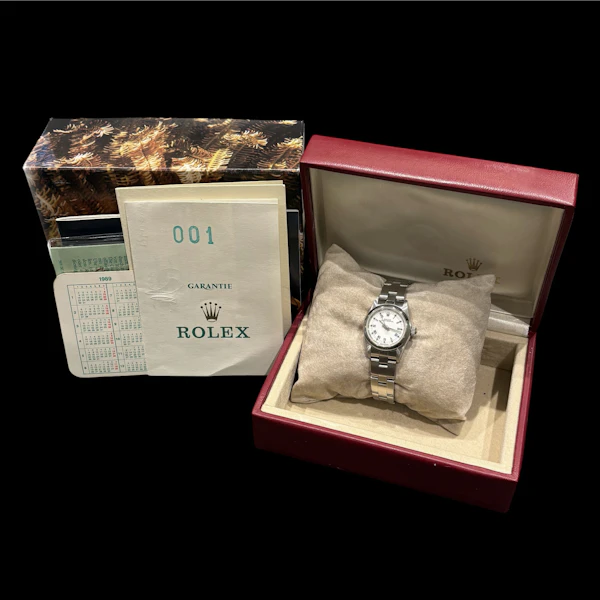 ROELX OYSTER PERPETUAL 26 LADY WHITE ROMAN INDEX DIAL STAINLESS STEEL OYSTER FULL SET 1989 - image 6