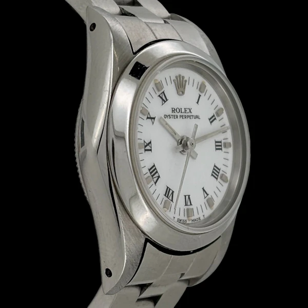ROELX OYSTER PERPETUAL 26 LADY WHITE ROMAN INDEX DIAL STAINLESS STEEL OYSTER FULL SET 1989 - image 3