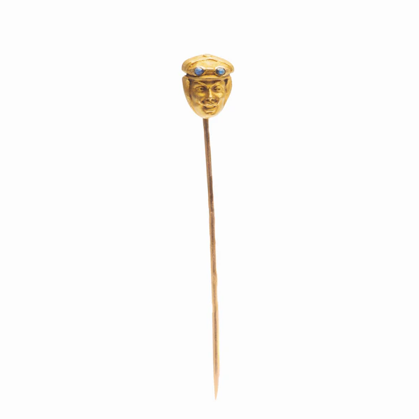 Antique French 18ct Gold & Sapphire Motorist Stick Pin - image 3