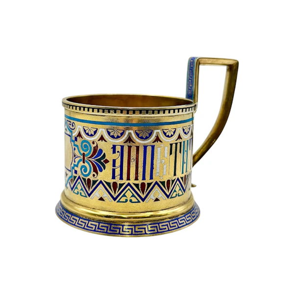 Russian silver and champleve enamel tea glass holder, St Petersburg, 1890s. - image 5