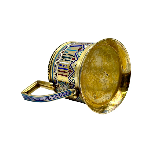 Russian silver and champleve enamel tea glass holder, St Petersburg, 1890s. - image 7