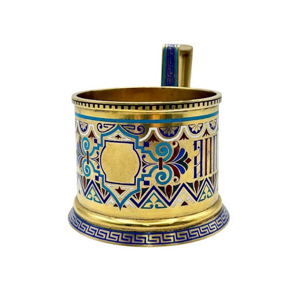 Russian silver and champleve enamel tea glass holder, St Petersburg, 1890s. - image 6