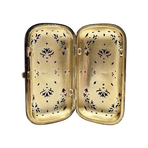 Russian silver cloisonné and pique-a-jour enamel cigarette case, St Petersburg, 1890s by Grigory Andreyev. - image 6