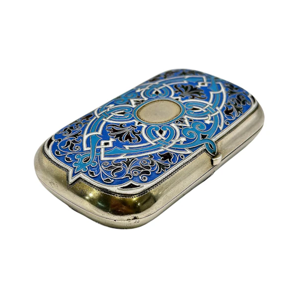 Russian silver cloisonné and pique-a-jour enamel cigarette case, St Petersburg, 1890s by Grigory Andreyev. - image 5