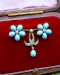 A very fine 15ct Yellow Gold (tested), Silver tipped Turquoise & Diamond Brooch, British Circa 1905. - image 5