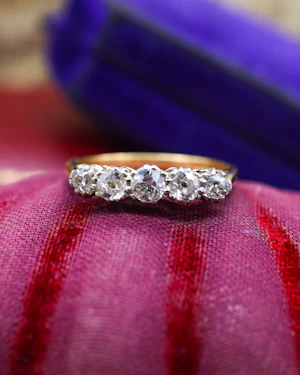 Downstairs at Grays: 18ct Yellow Gold & Platinum Five Stone Diamond Ring Circa 1910