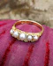 A very fine 18 ct Yellow Gold Natural (5) Pearl & Diamond Ring. Hallmarks for Birmingham. Circa 1900 - image 3