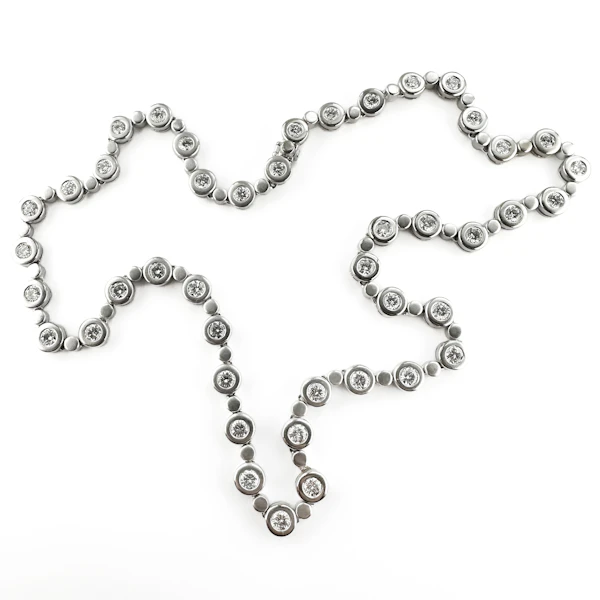 Vintage 6.60ct Diamond Rub Over Rivière Necklace - Saddingtons Jewellery Stand 375 - image 2