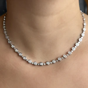 Vintage 6.60ct Diamond Rub Over Rivière Necklace - Saddingtons Jewellery Stand 375