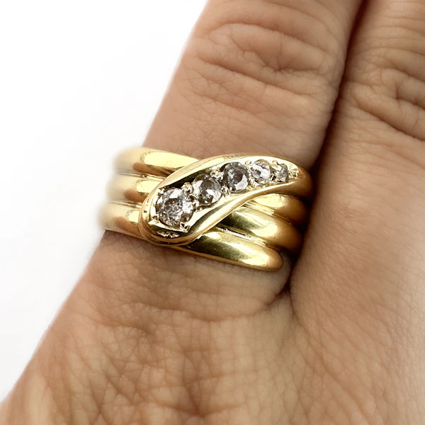 Antique 1912 5 Diamond Snake Ring - Saddingtons Jewellery Stand 375 - image 5