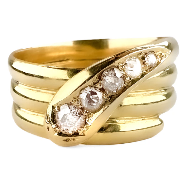 Antique 1912 5 Diamond Snake Ring - Saddingtons Jewellery Stand 375 - image 1