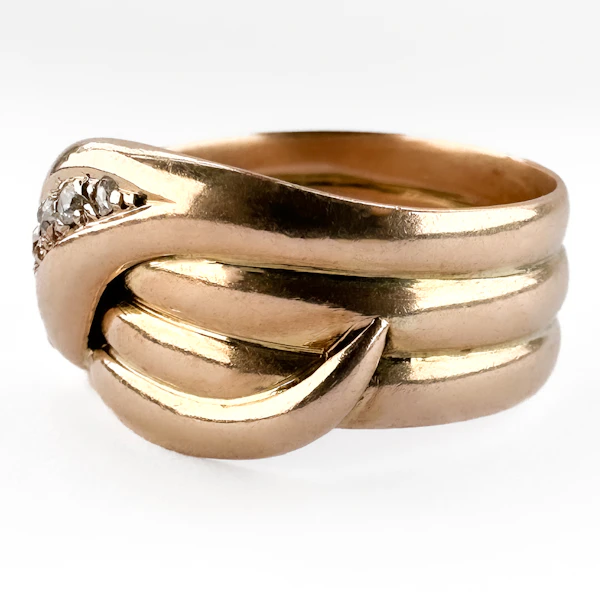 Antique 1913 Rose Gold 5 Diamond Snake Ring - Saddingtons Jewellery Stand 375 - image 2