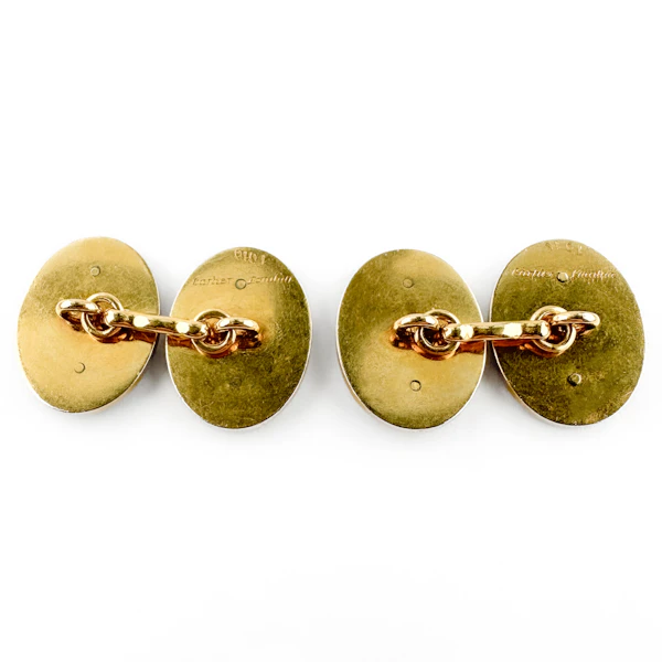 Art Deco Cartier London Diamond & Blue Enamel Cufflinks - Saddingtons Jewellery Stand 375 - image 2
