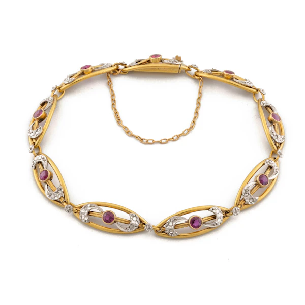 18ct French Ruby and Diamond Bracelet Spectrum Antiques - image 1
