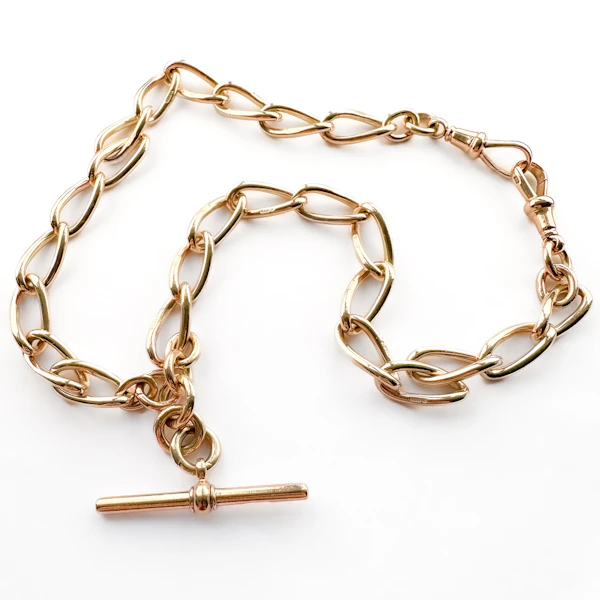 Edwardian Twisted Trombone Link 16.5″ Albert Chain - Saddingtons Jewellery Stand 375 - image 3