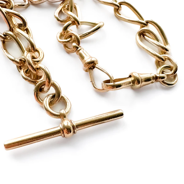 Edwardian Twisted Trombone Link 16.5″ Albert Chain - Saddingtons Jewellery Stand 375 - image 2