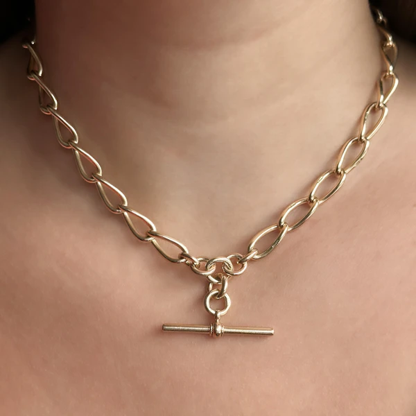 Edwardian Twisted Trombone Link 16.5″ Albert Chain - Saddingtons Jewellery Stand 375 - image 1