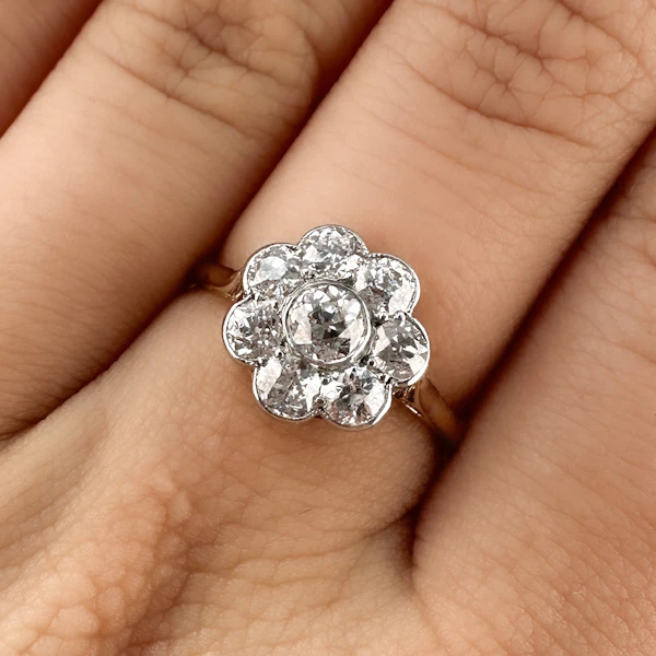 Victorian 8 Stone Diamond Daisy Cluster Ring - Saddingtons Jewellery Stand 375 - image 2