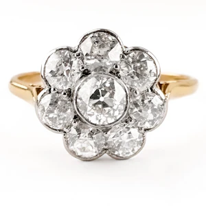 Victorian 8 Stone Diamond Daisy Cluster Ring - Saddingtons Jewellery Stand 375