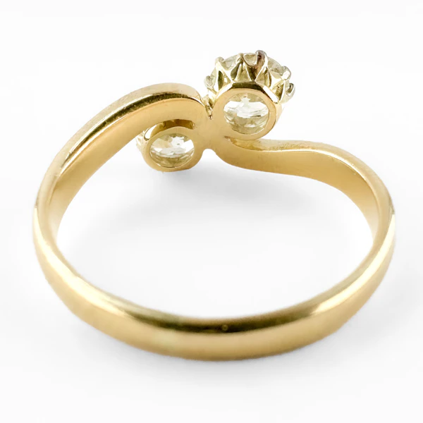 Victorian 1ct 2 Stone Diamond Crossover Ring - Saddingtons Jewellery Stand 375 - image 3