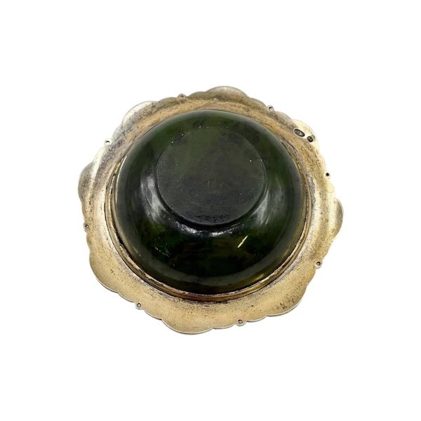 Bolin antique Russian jade silver gilt pearl and diamond bonbon dish, St Petersburg, c.1910 by Nikolai Chernokov. - image 4