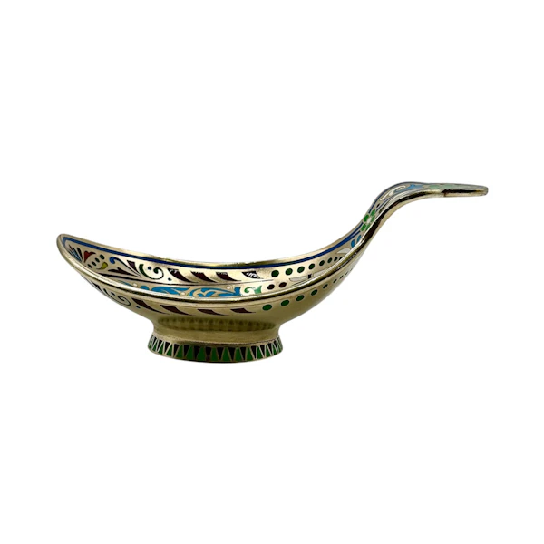 Russian silver gilt champleve and pique-a-jour enamel kovsh, Moscow, c.1900 by Khlebnikov. - image 3