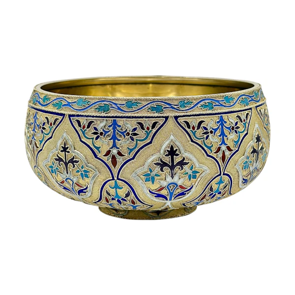 Russian silver gilt and cloisonné enamel large bowl (bratina) , Moscow, 1888 by Khlebnikov. - image 2