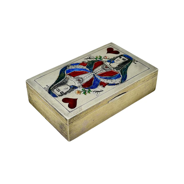 Russian silver gilt and champleve enamel card case,St Petersburg, 1890. - image 2
